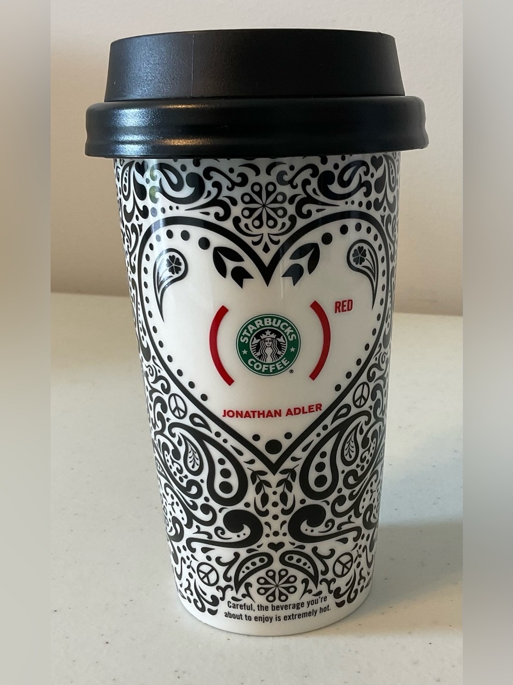 2010 Black and White Starbucks Jonathan Adler Coffee Mug